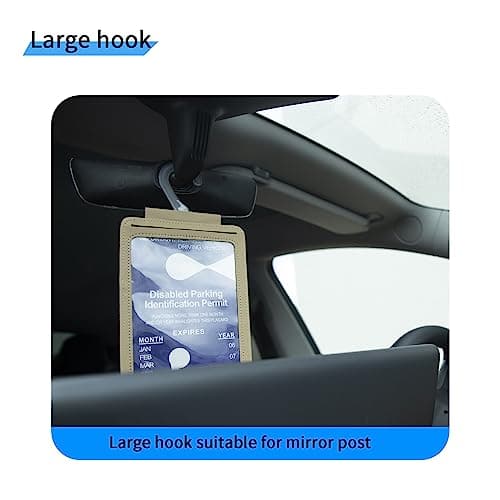 Yuoyar Handicap Placard Holder, Portable Transparent Auto-Placard Protector Hanger Sleeve for Disability Parking (Off-White) - Thumbnail 5