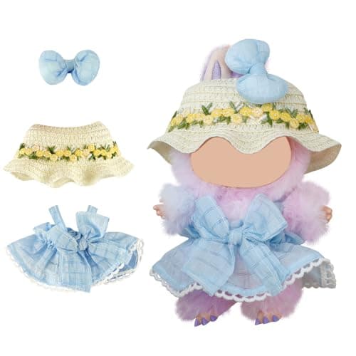 3 Sets of Clothes for Doll - 17cm Dolls Clothes Handmade Crochet Outfit for Hat, Top & Accessories Set for Cute Figures (No Doll) - Image 1