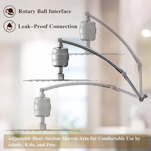 Vapralis Filtered Shower Head with Adjustable Extension Arm, Rain High Pressure Showerhead with 20-Stage Shower Filter for Removing Chlorine and Harmful Substances (10 Inch, Chrome Finish) - Thumbnail 3