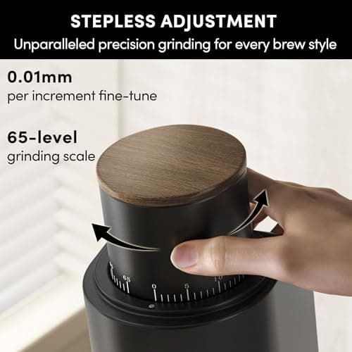Single Dose Coffee Grinder,Wirsh Geimori GU38 Coffee Grinder with 38mm 6-Core Stainless Steel Conical Burr, 0.01mm Stepless Adjustment, Low Retention Espresso Grinder with Magnetic Dosing Cup,Upgrade - Thumbnail 2