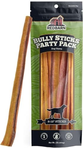 Redbarn Pet Products All Natural 8"-12" Bully Sticks for Medium/Large Dogs - Healthy Long Lasting Chews Variety Party Pack - 100% Beef Single Ingredient Low Odor Rawhide Free - 1lb - Image 1