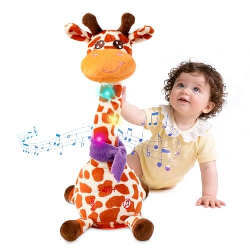 LLUKEME Dancing Giraffe Toy Stuffed Animal Baby Toys Singing Song Toddlers Toy Repeats What You Say Glowing Musical Toy for Baby Birthday Gift Groovy Giraffe Toy (Giraffe Toy) - Image 1