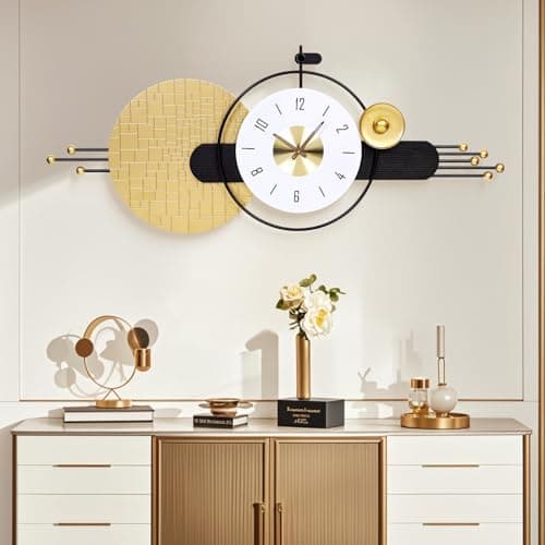 AXAORIRA 47x19 Inches Modern Large Wall Clock Battery Operated Silent, Non-Ticking Quartz Decorative Analog Clocks for Living Room, Bedroom, Hallway - Ideal Gift for Home Decor Lovers - Thumbnail 5