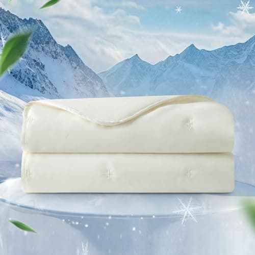 Amélie Home Cooling Comforter with Natural Tencel™ Lyocell, Cooling Blanket for Hot Sleepers, Night Sweats & Light Sleepers, Soft & Breathable Lightweight Summer Blanket, Q-Max 0.45, Twin, White