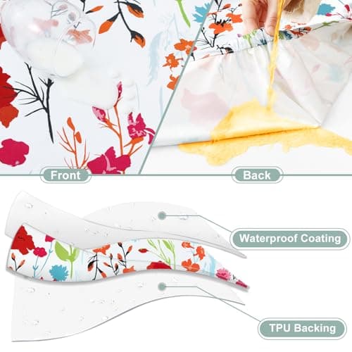 misaya Picnic Table Cover with Bench Cover, Waterproof Elastic Fitted Tablecloth for 6 Foot Tables, Rectangle Washable Polyester Fabric Tablecloths for Picnic, Camping, Outdoor (Flower, 30" x 72") - Thumbnail 2