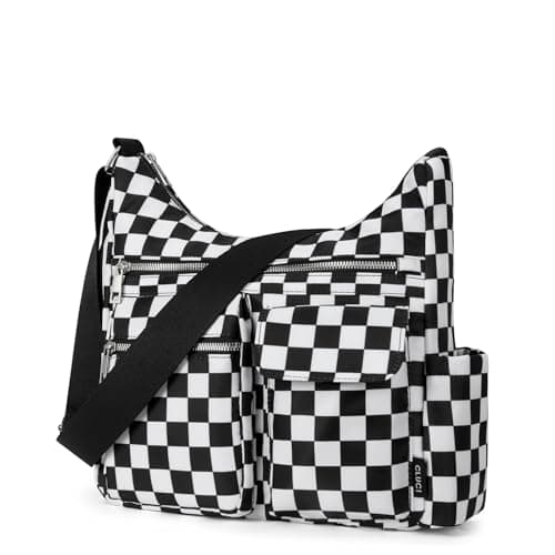 CLUCI Travel Purses for Women, Waterproof Checkered Nylon Crossbody Bags for Woman Trendy, Anti Theft Shoulder Handbags for Ladies - Image 1