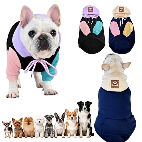 2 Pack Fleece Lined Dog Hoodie for Small Medium Large Dogs, Soft Warm Dog Sweater Jackets Winter Fall Pet Hooded Clothes Custume Dogs Sweatshirt with Leash Hole and Pocket, Black and Navy Blue, S - Image 1