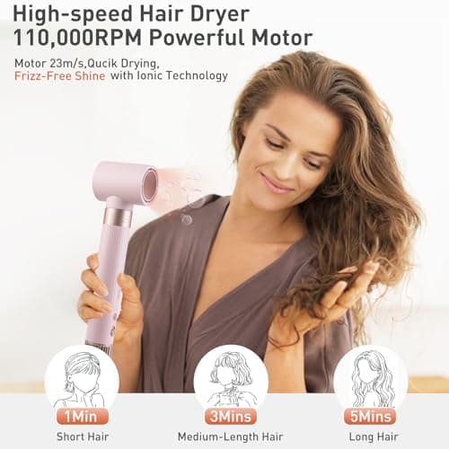 TANSHINE Blow Dryer Brush Set,5 in 1 Professional Hot Air Styler Hair Dryer Brush Styler,High-Speed Dryer Air Curler for Fast Drying Curling Volumizing Straightening Styling,Ionic Technology,Pink - Thumbnail 3
