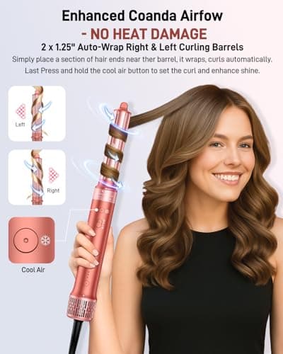 5 in 1 Hair Styler Hot Air Styler - High-Speed Hair Dryer Brush, Fast Drying No Heat Damage Ionic Blow Dryer Brush for Women Volumizing, Curling, Straighten, Frizz-Free Multi Stylers Travel Bag - Thumbnail 3