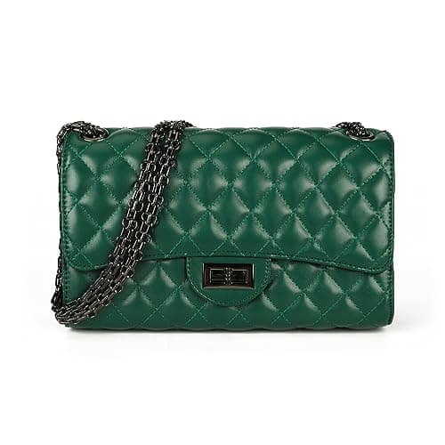 Gladdon Quilted Crossbody Purse for Women Trendy Ladies Shoulder Bag with Chain Designer Purses Green - Image 1