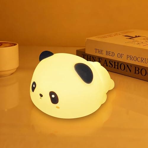 loatme Night Light for Kids, Rechargeable Dimmable Silicone LED Nightlight with 7 Colors, Baby Nursery Night Lamp, Touch Squishy Lamp, Cute Gifts for Girls, Boys, Toddler Room Decor, Lying Panda - Image 1