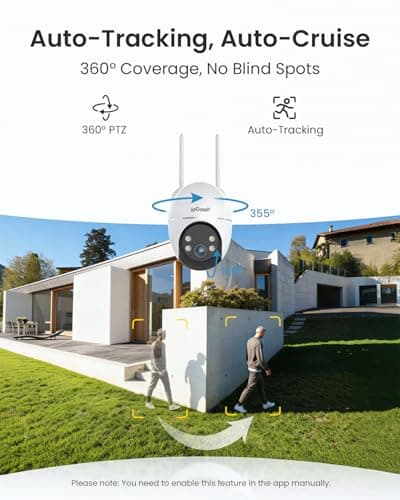 ieGeek Solar Security Cameras Wireless Outdoor, WiFi Surveillance Camera with Solar Panel & 9000mAh Battery, 24/7 Recording, 360° Panoramic View, Auto Tracking, 2K Color Night Vision, No Subscription - Thumbnail 3