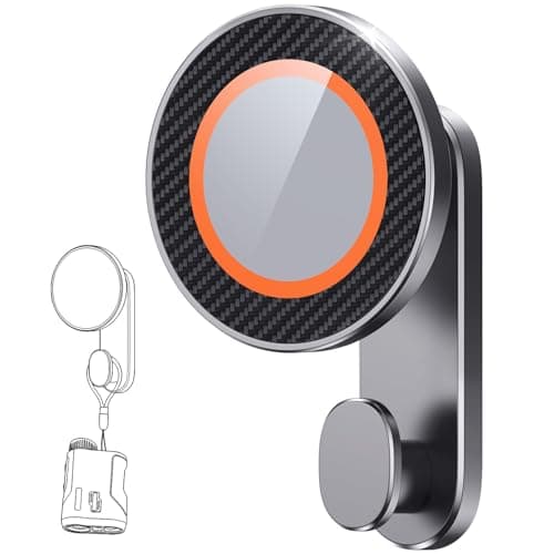 NOVRIDO Magnetic Golf Cart Phone Holder for MagSafe, Snap-Lock Zinc Alloy Rustproof Magnetic Mount w/Built-in Gear Hook, 20-Magnet Block Array, Fits iPhone 12–17 (Ring Included) (Light Gray) - Image 1