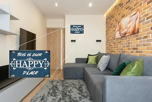 Carastora Vintage "This Is Our Happy Place" Sign – Metal Decorative Plaque for Home, Kitchen, Bedroom, Cafe, and Park – 8x12 Inches - Thumbnail 3