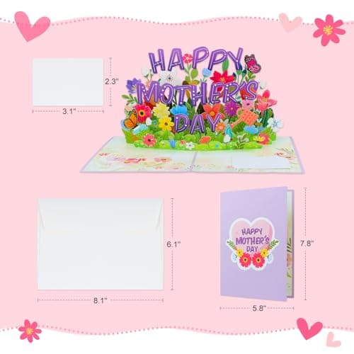 FaCraft 3D Pop Up Mothers Day Card - Happy Mothers Day Flower Pop Up Gift Greeting Card with Envelope with Blank Insert for Best Mom Women Wife Daughter Grandma - Thumbnail 6