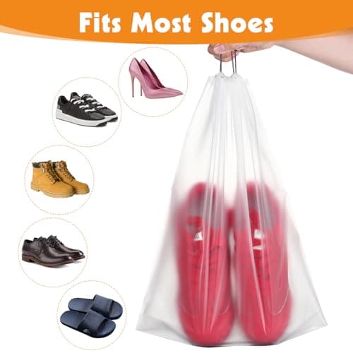 25 Pack Shoe Bags for Travel, 15.7" x 11.8" Large Clear Travel Shoe Bag Vacation Essentials Cruise Essentials Portable Drawstring Packing for Men & Women - Thumbnail 4