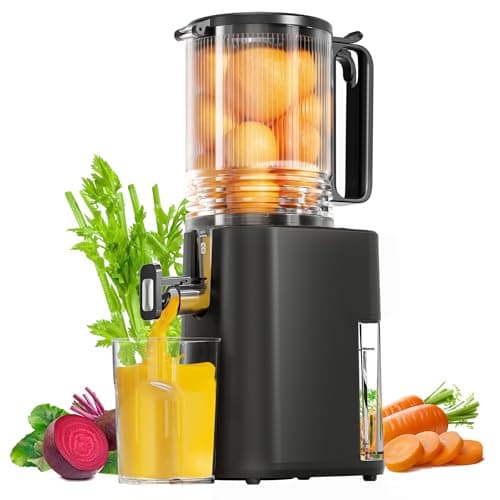 Cold Press Juicer, 5.5inch Wide Feed Chute Juicer Machine, Slow Masticating Juicer for Whole Vegetables & Fruits, Gray - Image 1