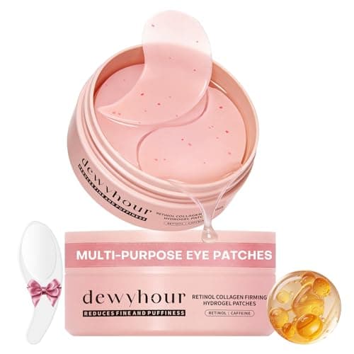 dewyhour Retinol Collagen Firming Hydrogel Patches - Under Eye Patches for Puffy Eyes & Dark Circles, Moisturizing Eye Mask with Caffeine & Hyaluronic Acid, Gentle Korean Skincare - Image 1