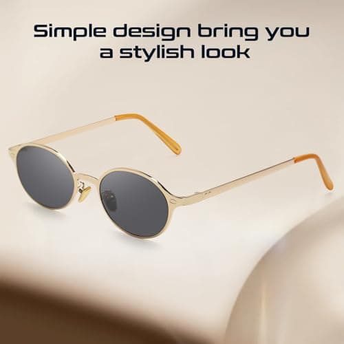 SODQW Trendy Oval Sunglasses for Women Small Gold Frame Fashion Designer Ladies Shades with UV400 Protection - Thumbnail 5