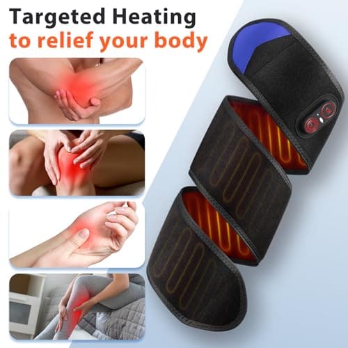 Cordless Heating Pad for Arm Elbow Wrist Leg Pain Relief, Red Light Knee Ankle Heating Pads, Heated Elbow Brace Wrap Heating Pad for Arm, Wrist, Ankle, Leg with 3 Heating Levels & Auto Shut-Off Timer - Thumbnail 3