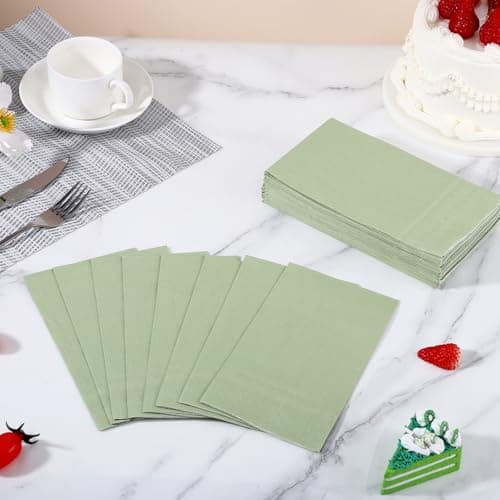 NatNarr 60 Pcs Sage Green Napkins Disposable Easter Sage Green Dinner Napkin Decorative Guest Bathroom Napkins Green Napkin for Wedding, Baby Shower, Bathroom, Kithchen - Thumbnail 4