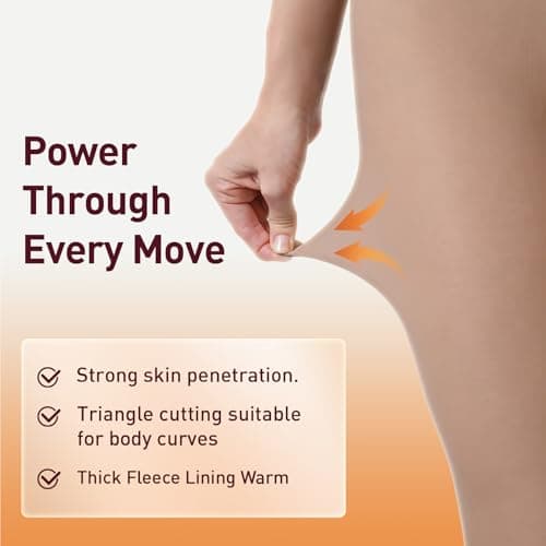 JIZ Translucent Fleece Lined Tights Women, Thermal Tights for Women, Pantyhose Leggings, Warm Sheer Tights for Women Winter (Medium, Brown) - Thumbnail 3