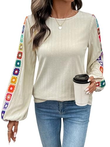 Halobelle Ladies Tops and Blouses Long Sleeve Spring Top Fall Outfits Womens Tops Fashion 2025 Dressy Casual(Apricot Small) - Image 1