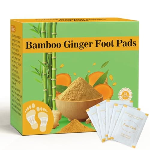 Niifawh Bamboo Foot Pads, 32 Pads Turmeric & Ginger Natural Pads with Ginger, Wormwood, Bamboo Vinegar, 32 Pads Bigger Adhesive Sheet for Men & Women - Image 1