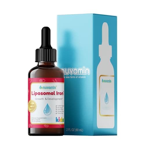 Nuvamin – Liquid Liposomal Iron Drops for Baby, Toddlers, Kids, & Teens, 2Fl.Oz (60ml), 120 Daily Serving. Great Taste - All Natural - Vegan - No Metallic Aftertaste, Berry Flavor - Image 1
