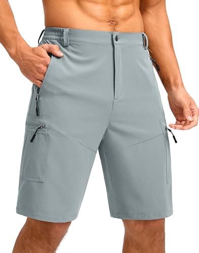 Pudolla Men's Hiking Shorts 11" Lightweight Cargo Work Shorts for Men Summer Travel Golf Casual Outdoor with 5 Pockets(Light Grey Small) - Image 1