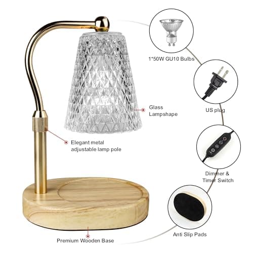 Candle Warmer Lamp, Candle Warmer Lamp with Timer - with 1 Bulbs 50W GU10 Adjustable Height, Candle Lamp Warmer for Home,Office Decoration,Etc. - Thumbnail 2