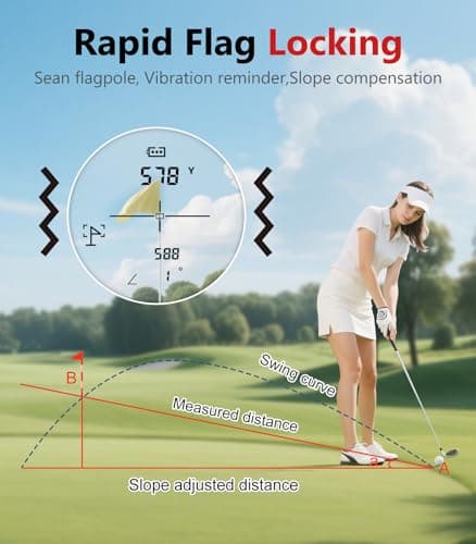Flagfront Range Finder Golf Rangefinder with Slope, 1200 Yards Golf Range Finder, 6X Magnification, Flag Locking Vibration, Must Accessories for Golfer - Thumbnail 4