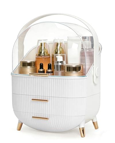 Bleutty Makeup Organizer with Drawers & Lid - Portable Large Cosmetic Storage Case for Vanity Countertop, Travel, Gift for Women, Girls, 11"×7"×15", White - Image 1