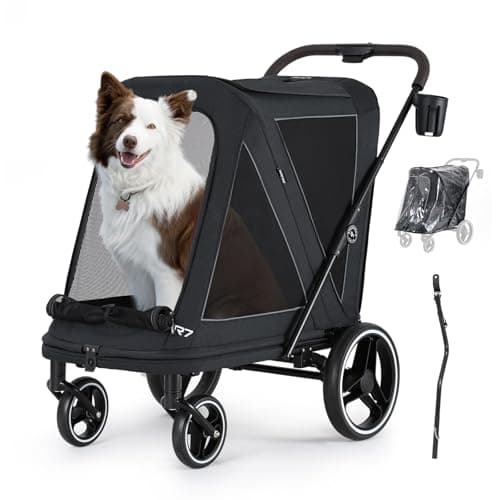 Beberoad Dog Stroller for Large Dogs, 2-in-1 Pet Stroller Dog Bicycle Trailer, R7 All-Terrain ER Tires with Shock Absorption, One-Second Fold, Mesh Windows, Detachable & Washable Waterproof Fiber - Image 1