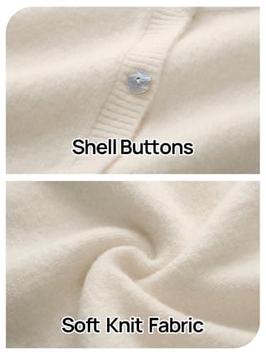 MEROKEETY Women's Long Sleeve Knit Cardigan Sweaters 2025 Fall Crewneck Button Open Front Jackets with Pockets, Beige, Small - Thumbnail 6