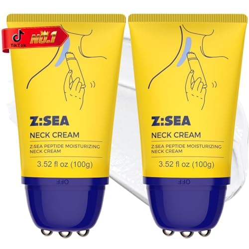 Z:SEA Neck Firming Cream with Roller 2 Pack, Anti-Aging Neck & Chest Cream with Multi Peptide + Collagen + Hyaluronic Acid + Ceramide, Pro-Xylane, Panthenol, Smooths Wrinkles & Fine Lines3.52 FL OZ) - Image 1