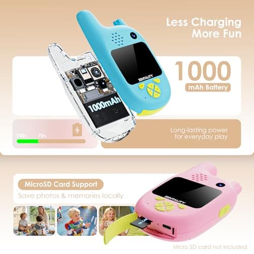 Video Walkie Talkies for Kids, Toys for 3–12 Year, Dual Camera, Rechargeable 2-Way Radio Toy, Send Photos & E-mojis, 1000ft Long Range for Indoor Outdoor, Camping, Hiking, Kids Games - Thumbnail 6