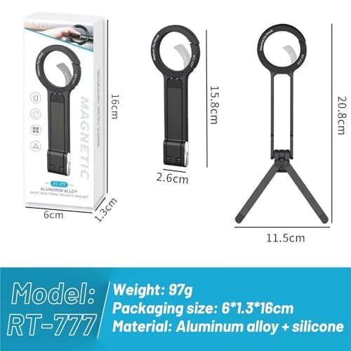 EGBULL Magnetic Phone Tripod, Foldable Portable Spring Clip Stand, Compatible with iPhone 12–17 Series & All Smartphones, Aluminum Alloy Stand for Live Streaming, Outdoor Use, 12N Strong Magnetic HOL - Thumbnail 2