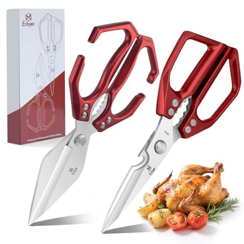 Ethyxe Kitchen Scissors Set Upgraded - Heavy Duty Stainless Steel Kitchen Shears, Sharp Poultry Scissors for Meat, Chicken Bones, and Turkey, Dishwasher Safe - Image 1