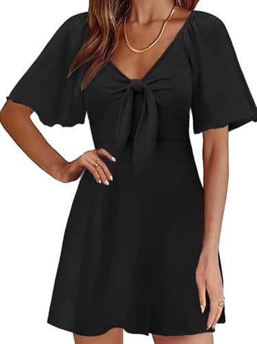 MixShe Summer Dresses for Women 2026 Italian Dress Fall Fashion Plus Size Beach Vacation Clothes Elegant Classy Sundresses Wedding Guest Maxi Seniors Outfits Black Small - Image 1