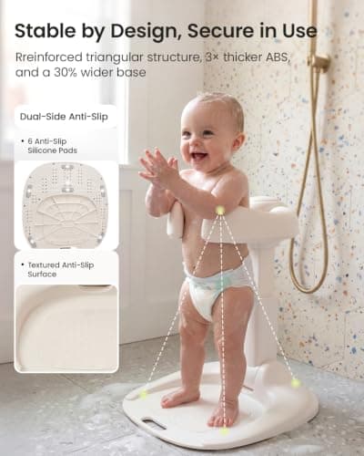 GROWNSY Baby Bath Stand for Babies 6 Months & Up, Foldable Baby Shower Stand for Infants and Toddlers, Adjustable Baby Shower Standing Support With Shower Holder - Thumbnail 4