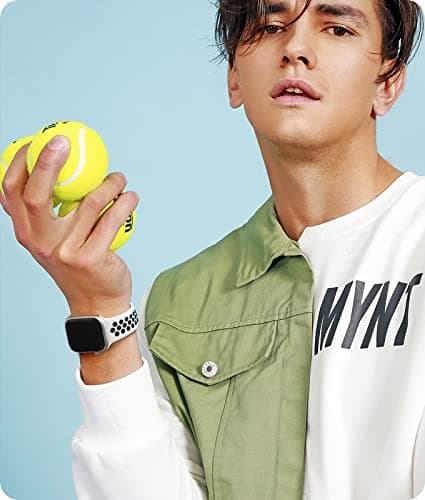 Keponew Compatible with iWatch Bands, with Apple Watch Band 44mm 49mm 42mm 41mm 40mm 38mm Ultra SE Series 8 7 6 5 4 3 2 1, Sport Breathable Soft Silicone Straps for apple watch series 8 bands 45 mm - Thumbnail 5