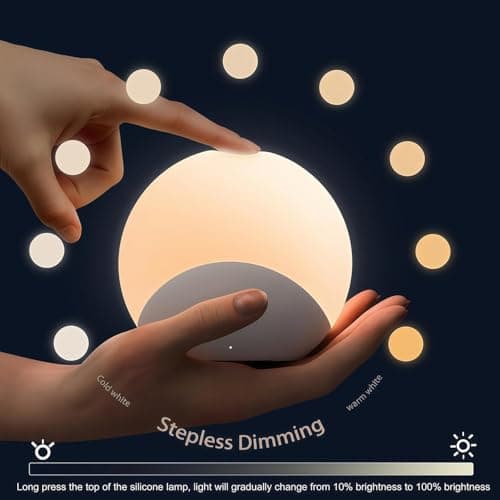 IYT Night Light for Baby,Kids Egg Light Stepless Dimming Touch Night Lamp,7 Colors Dimmable Eye Friendly Silicone Touch Lamp for Breast Feeding,Toddler Kids Bedroom Light,30 Min Hour Timer,BPA Free - Thumbnail 2