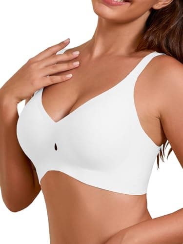 COCOMARTS Jelly Bras for Women No Underwire Seamless Push Up Bra Full Support Comfort Bralettes Wireless Plunge Everyday Bra White Large - Thumbnail 2