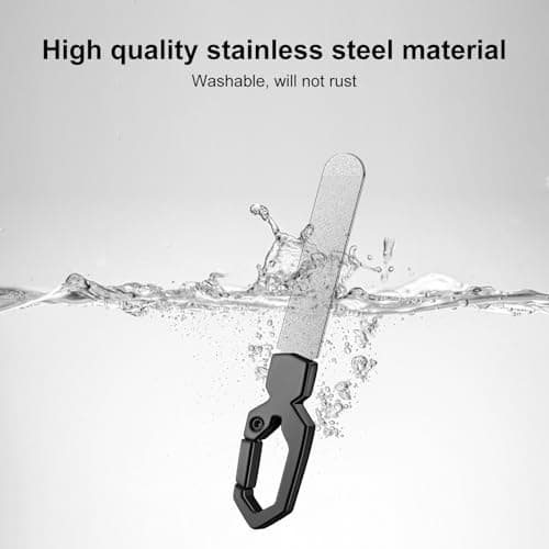 Metal Nail File Keychain Stainless Steel Double-Sided, Fingernail & Toenail Grooming Tool for Men & Women, Durable Portable File with Fine Grit for Home & Travel (Gray) - Thumbnail 2