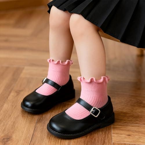 Henland-Jump 6 Pairs Toddler Ruffle Socks for Girls - Baby Grip Socks with Non-Slip, Cute Grippy Frilly Design - Thumbnail 3