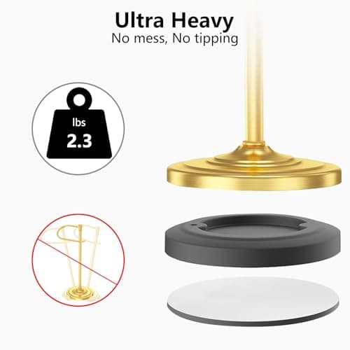 Brass Gold Bath Hand Towel Holder Stand,Stainless Steel 16 Inch Free Standing Towel Rack,Heavy Weight Towel Bar for Bathroom Vanity Countertop &Kitchen - Thumbnail 4