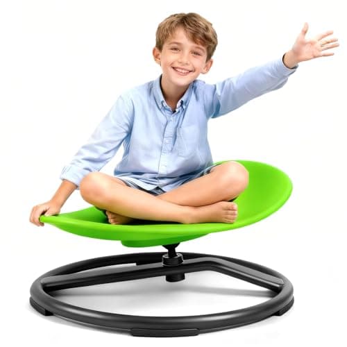 UIIKOLB Spinning Chair for Autistic Kids (3-18 Years), Sensory Swivel Chair for Teens with ADHD/Autism – 21×19 Inch 220LBS Weight Capacity Seat – Sit and Spin Calming Toy for Body Balance(Green) - Image 1