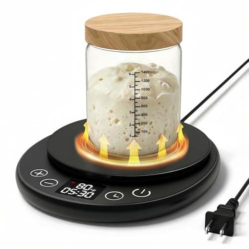 amhshkou Sourdough Starter Warmer - Professional 1°F Precision, 24H Auto Shutdown Timer, Delayed Start, 4.9" Surface for Perfect Fermentation (Black) - Image 1