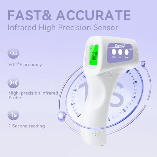 Berrcom Non-Contact Infrared Forehead Thermometer, 3-in-1 Digital Fever Check Temperature Gun for Baby Infant Kids Adults, Fast Accurate - Purple - Thumbnail 5